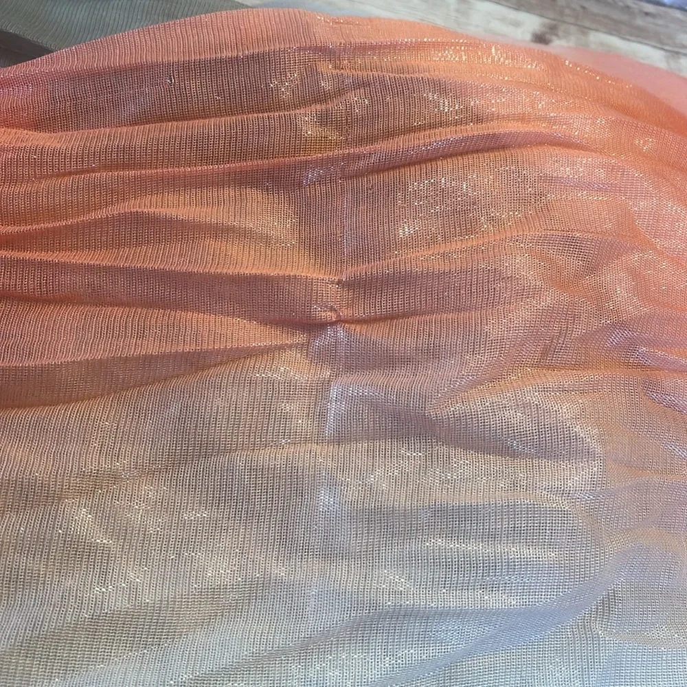 COPY - Calvin Klein Shimmering Orange Tan Cream Scarf with gold thread
